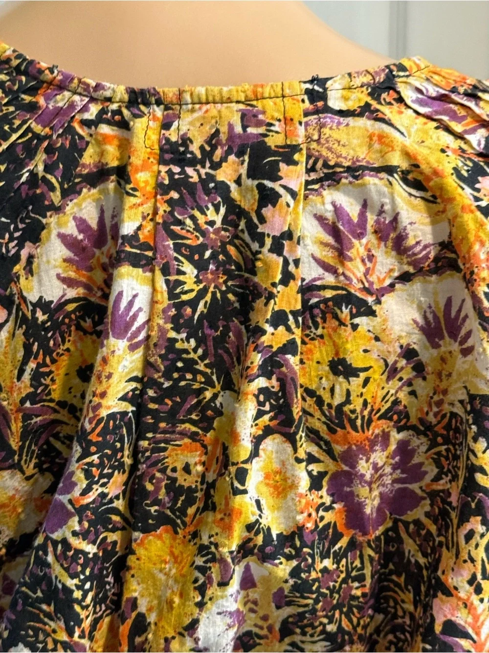 Free People Party Playlist Wrap Cropped Blouse Top Floral Size S Puff Sleeves